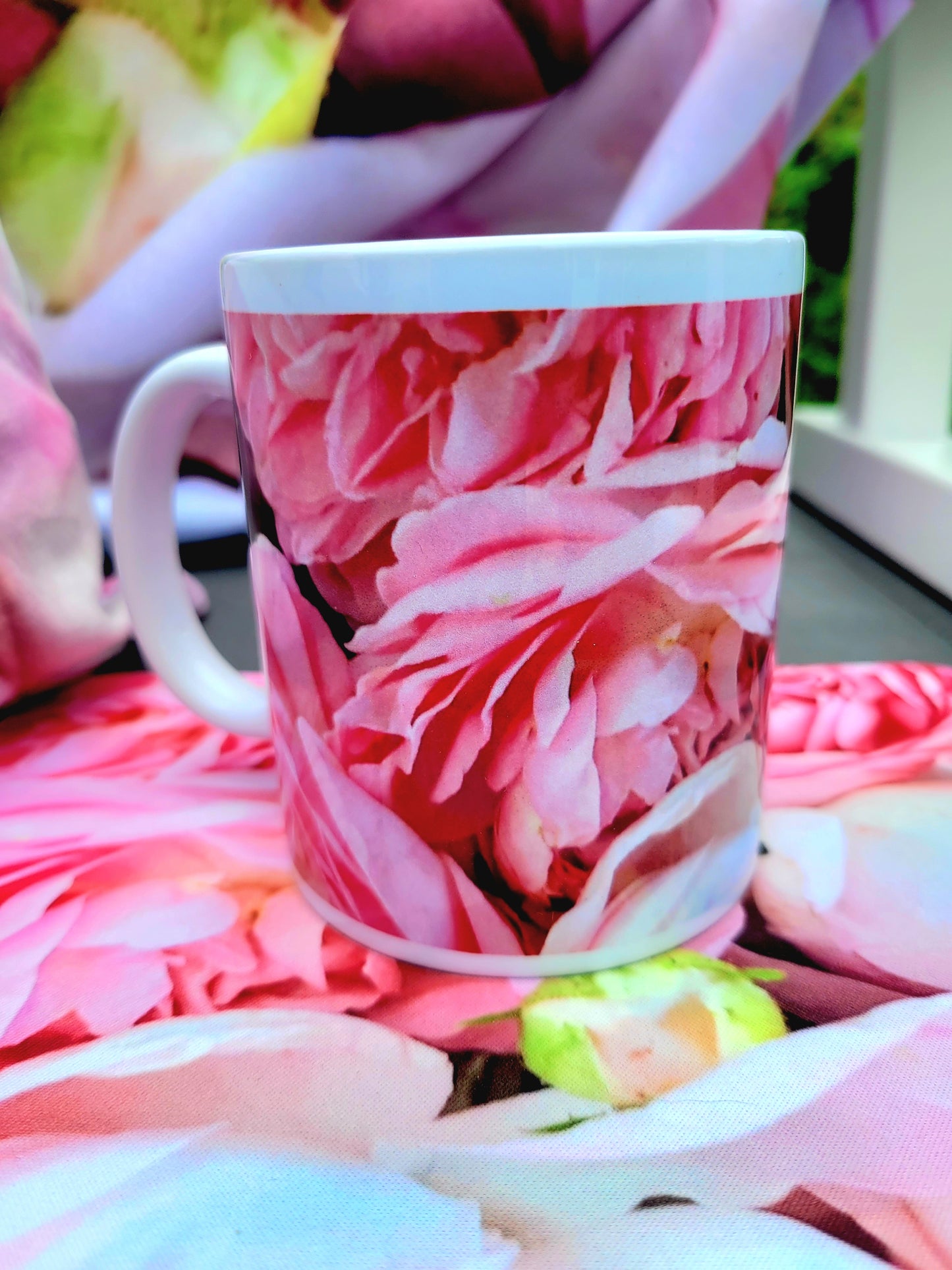 Set of mousepad, cushion and cup ´Enchanting blush´