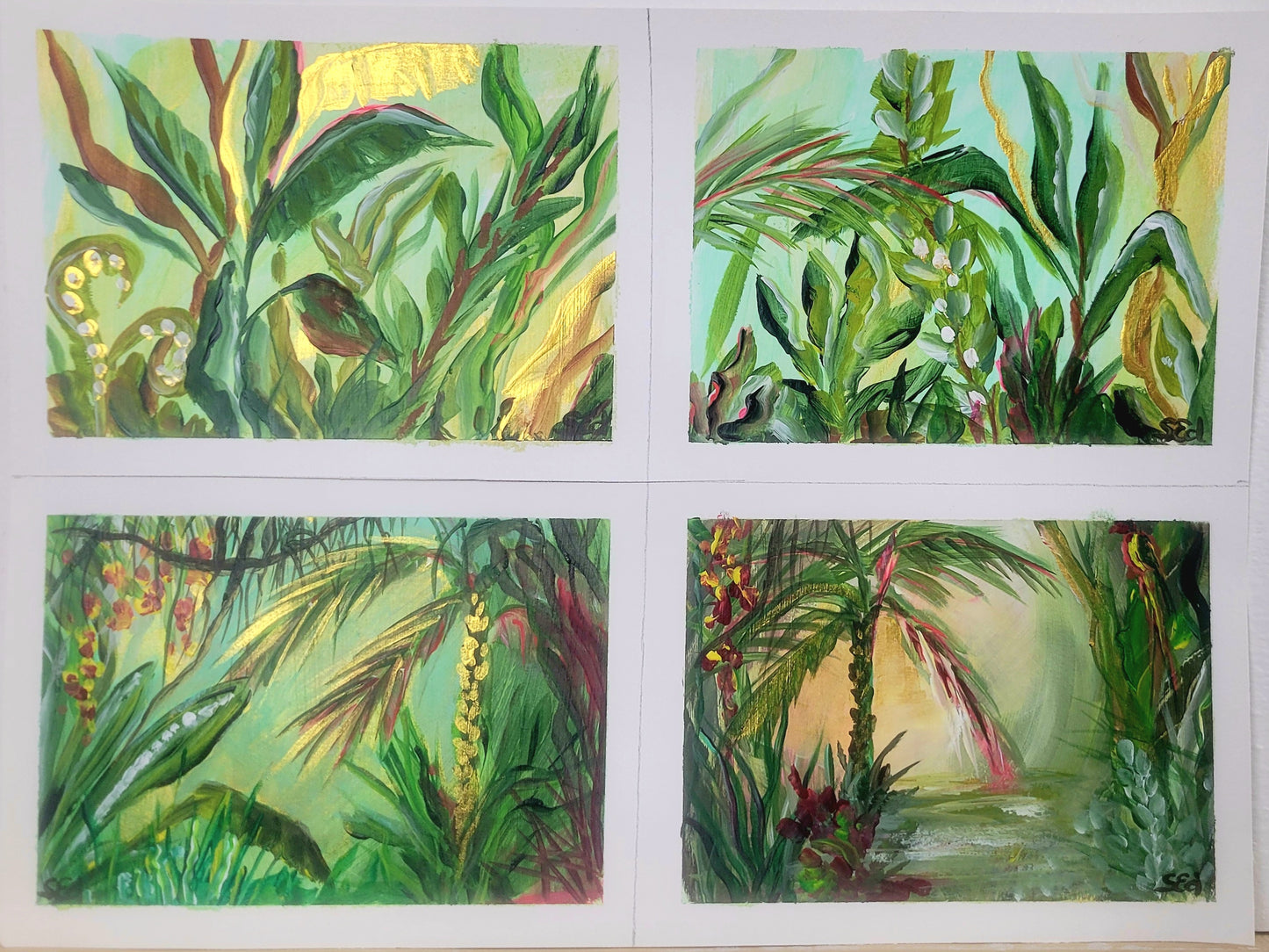 Golden jungle vibes, Set of 4, 10x15cm