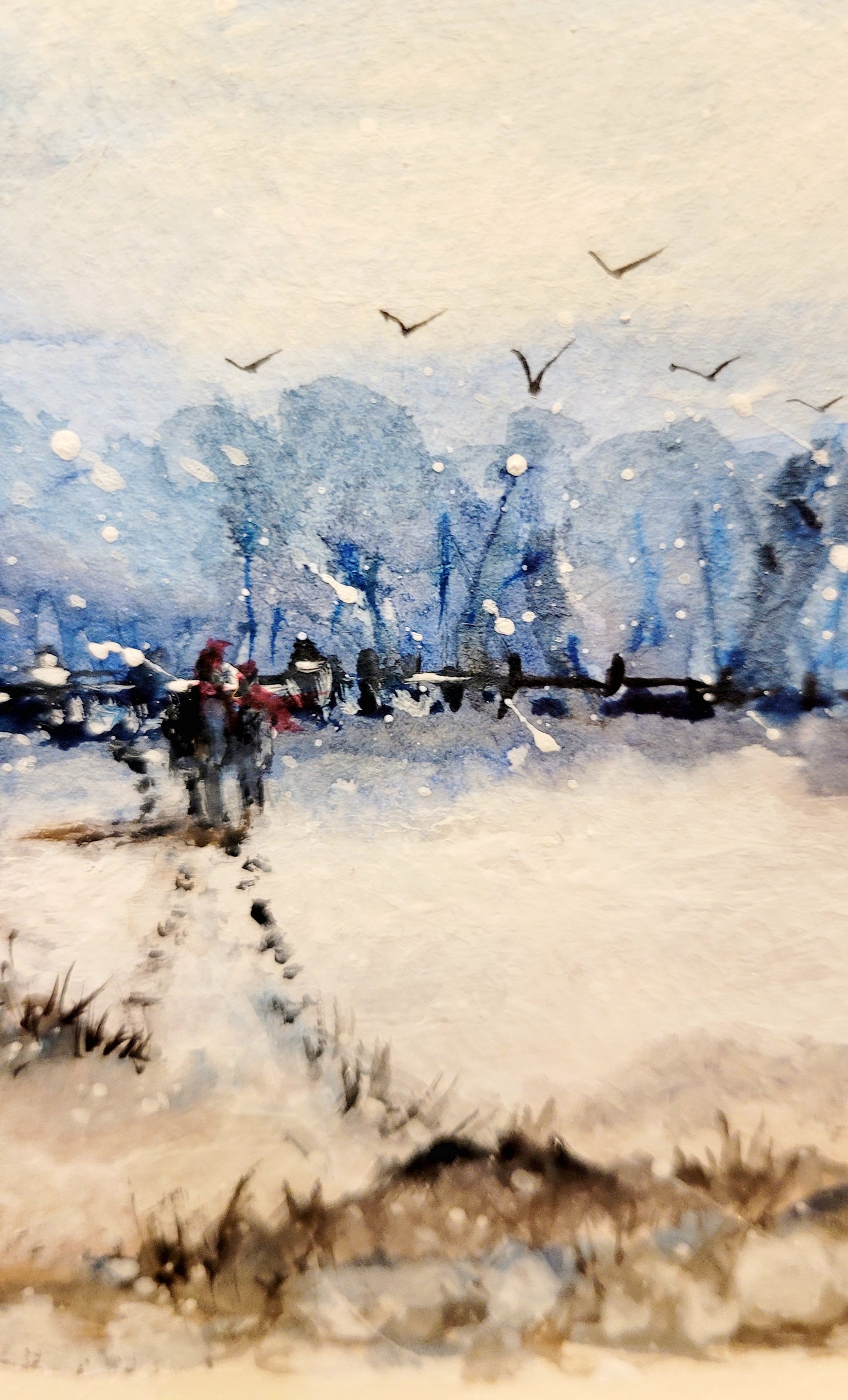 Watercolor ´Walk in the snow´, 15x21cm