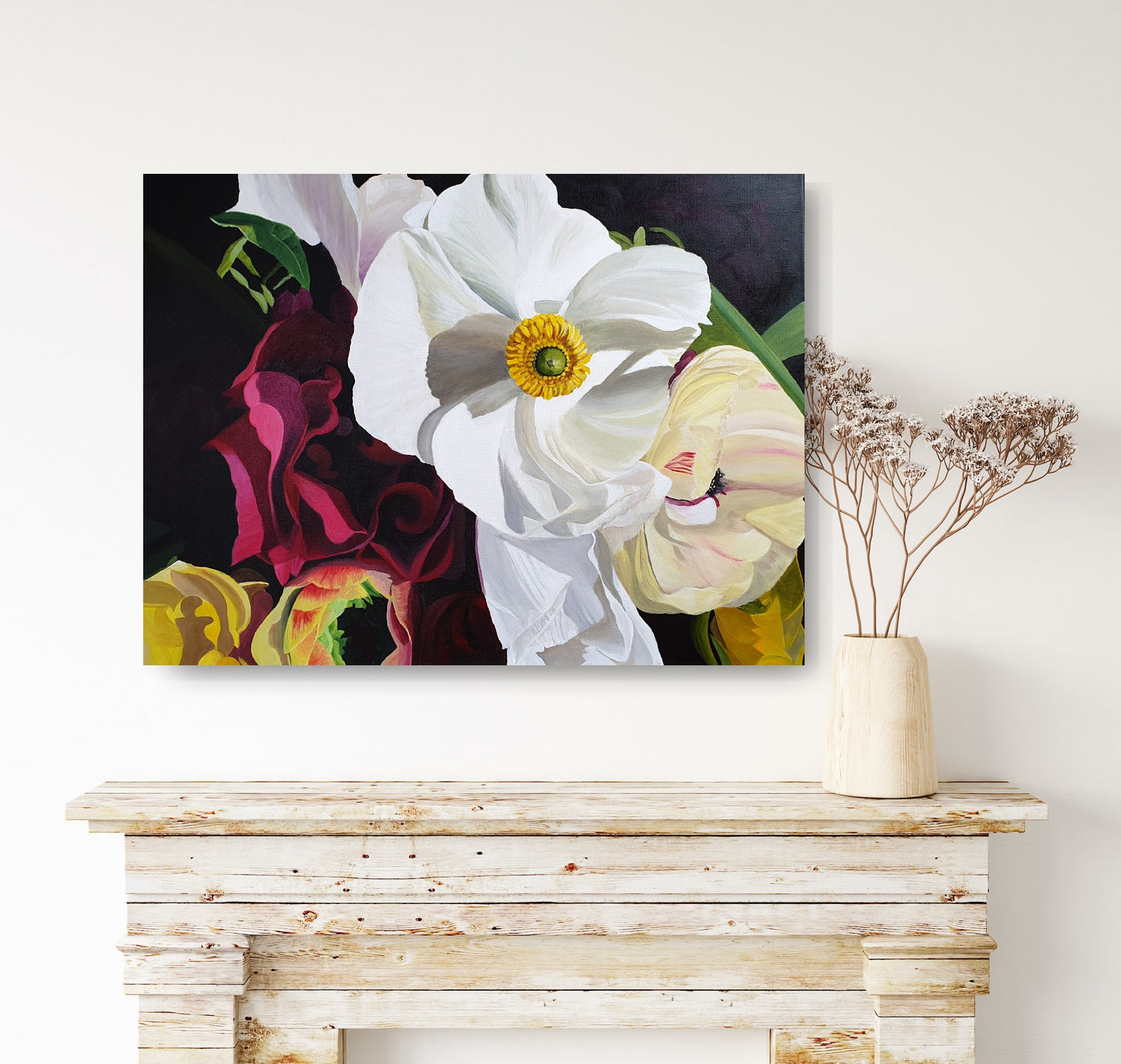 Ranunculus and roses, 60x80 cm