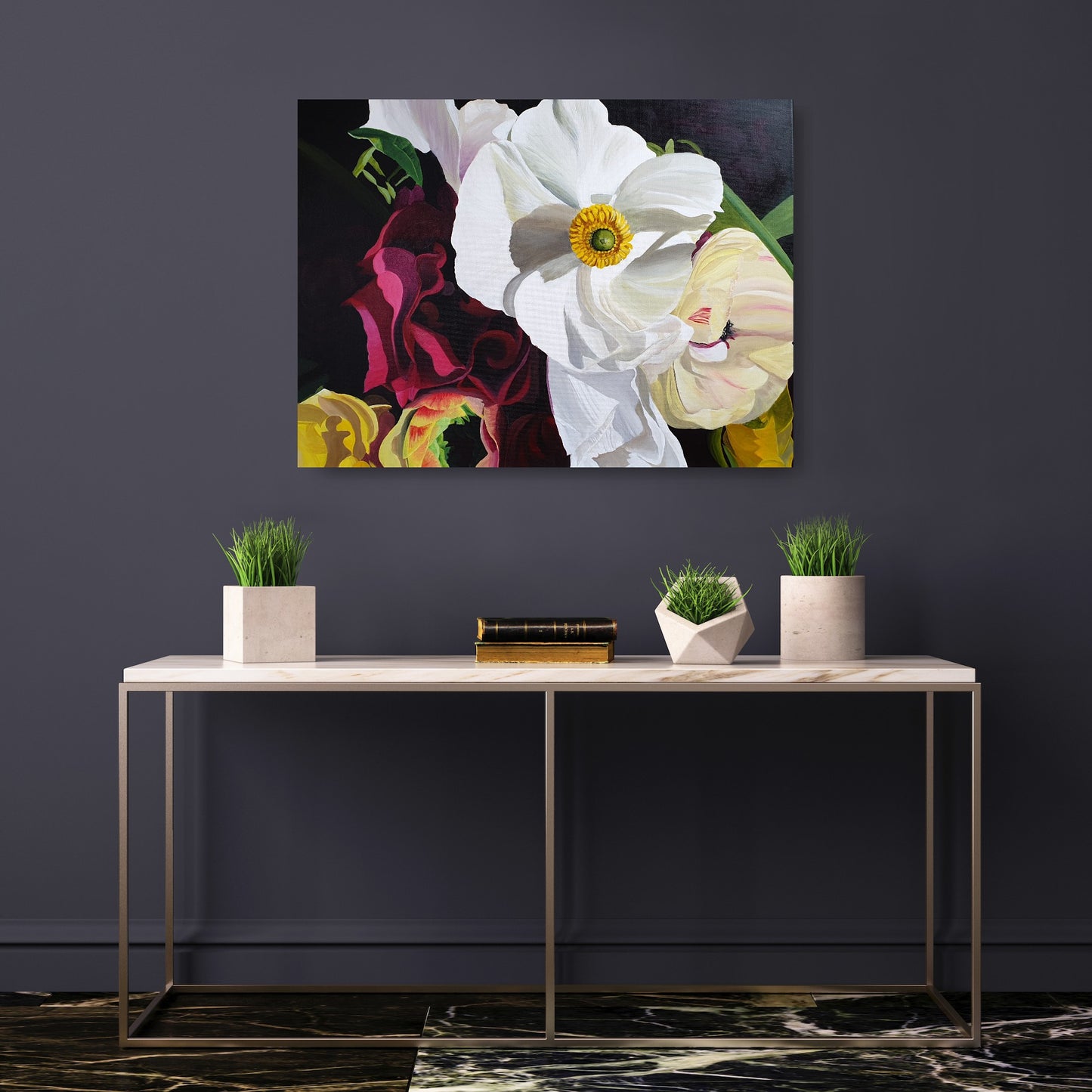 Ranunculus and roses, 60x80 cm