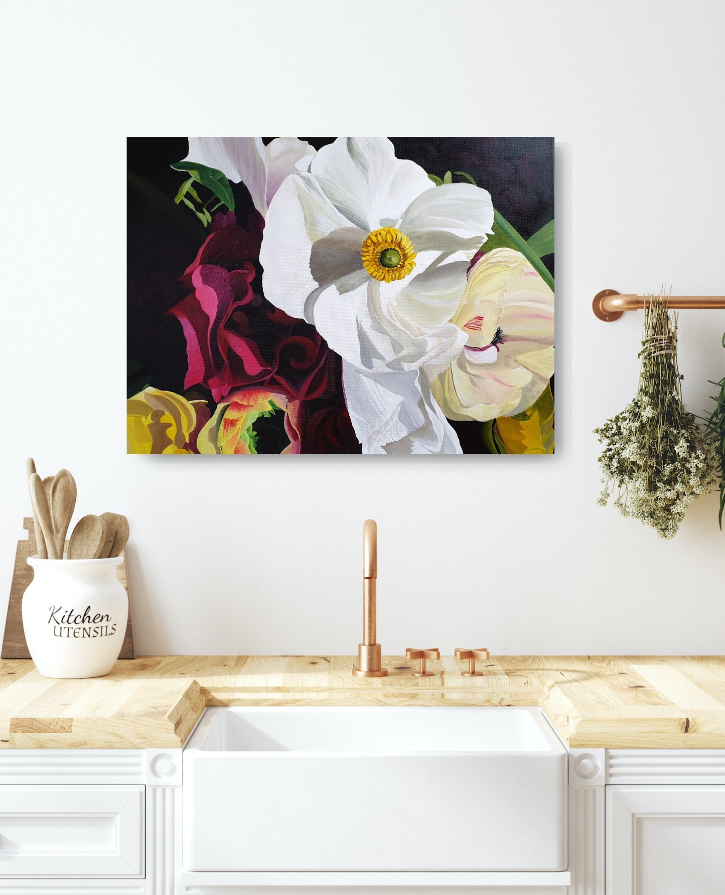 Ranunculus and roses, 60x80 cm