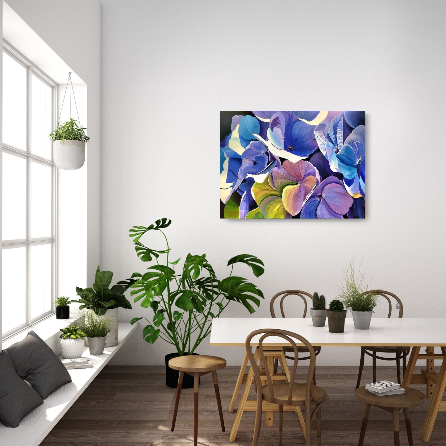 Light on blue Hydrangea, 60x80 cm