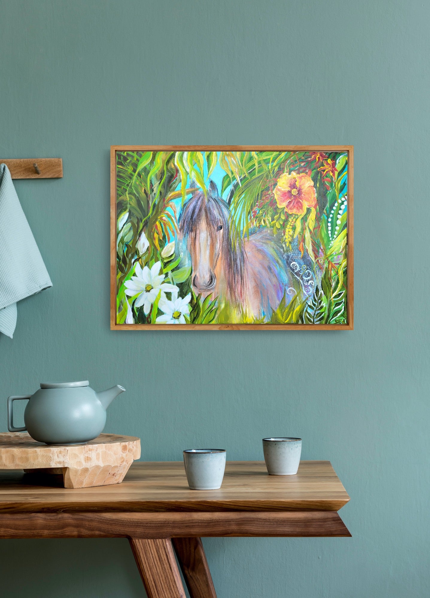 Horse looking into the jungle, 60x80 cm