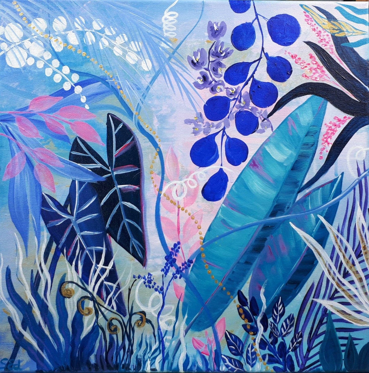 Blue jungle II, 40x40 cm Kunst & Unterhaltung sylviaeder-art