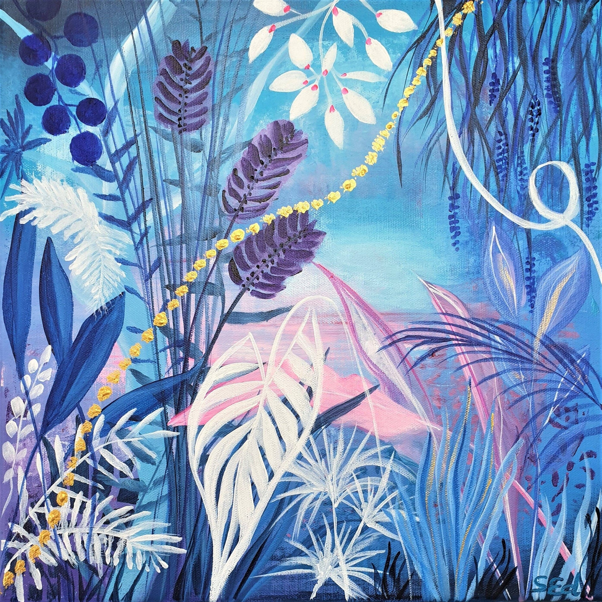 Blue jungle III, 40x40 – Eder Sylvia Art cm