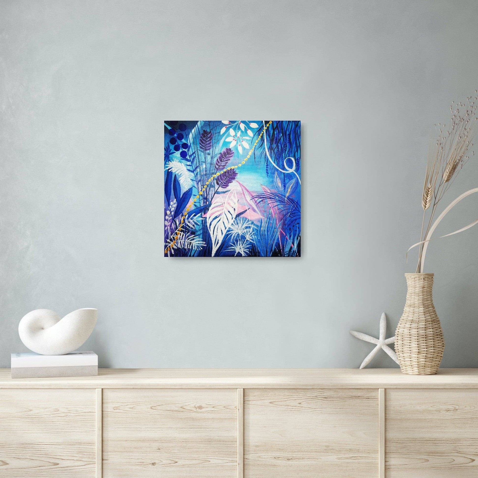 Blue jungle III, 40x40 cm Art – Eder Sylvia