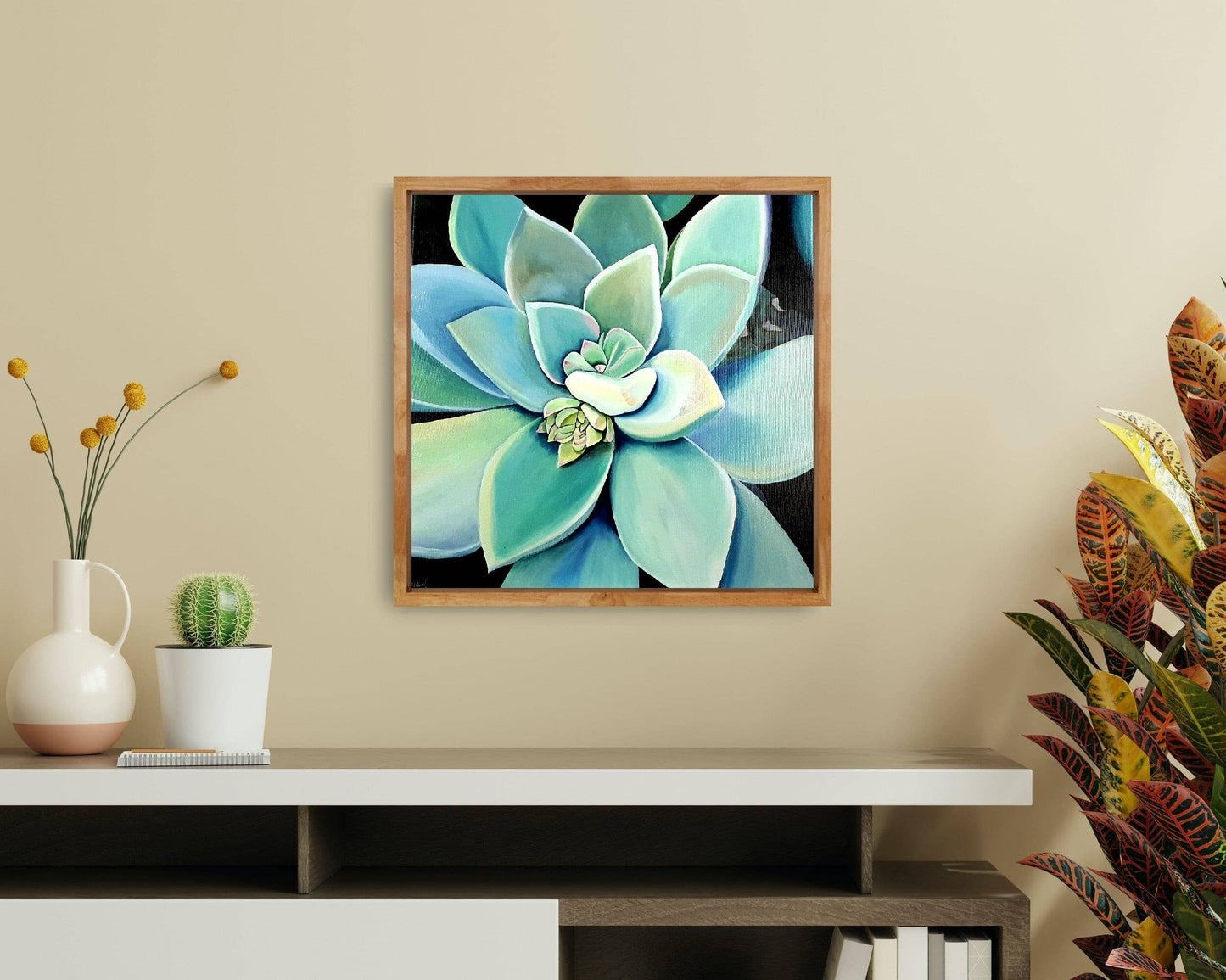 Succulent greengrey, 50x50 cm Kunst & Unterhaltung sylviaeder.art